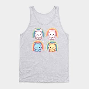 Cute Kawaii Bunnies With Rainbow Pride Tank Top